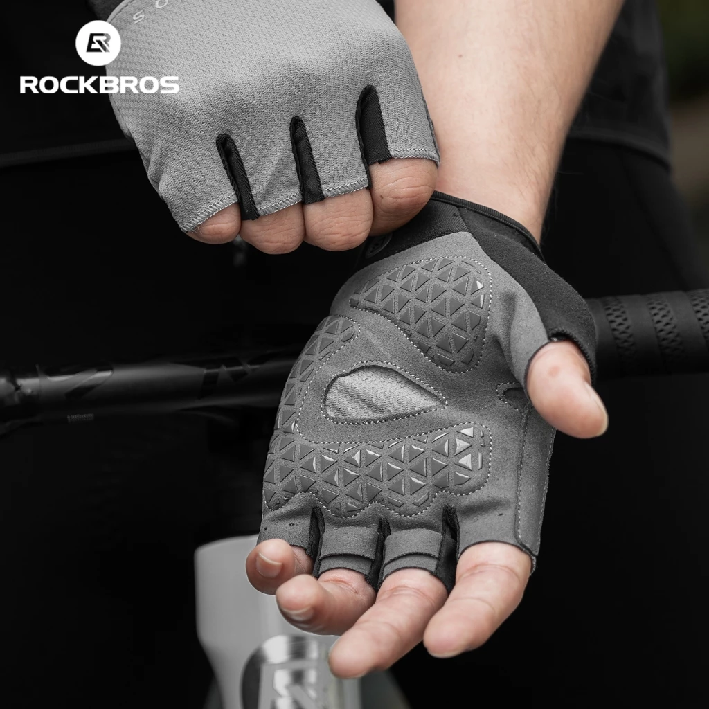 Găng Tay Xe Đạp ROCKBROS Nửa Ngón Thoáng Khí Chống Trượt Chống Sốc Nhẹ Thoải Mái Phản QuangChoNam Nữ