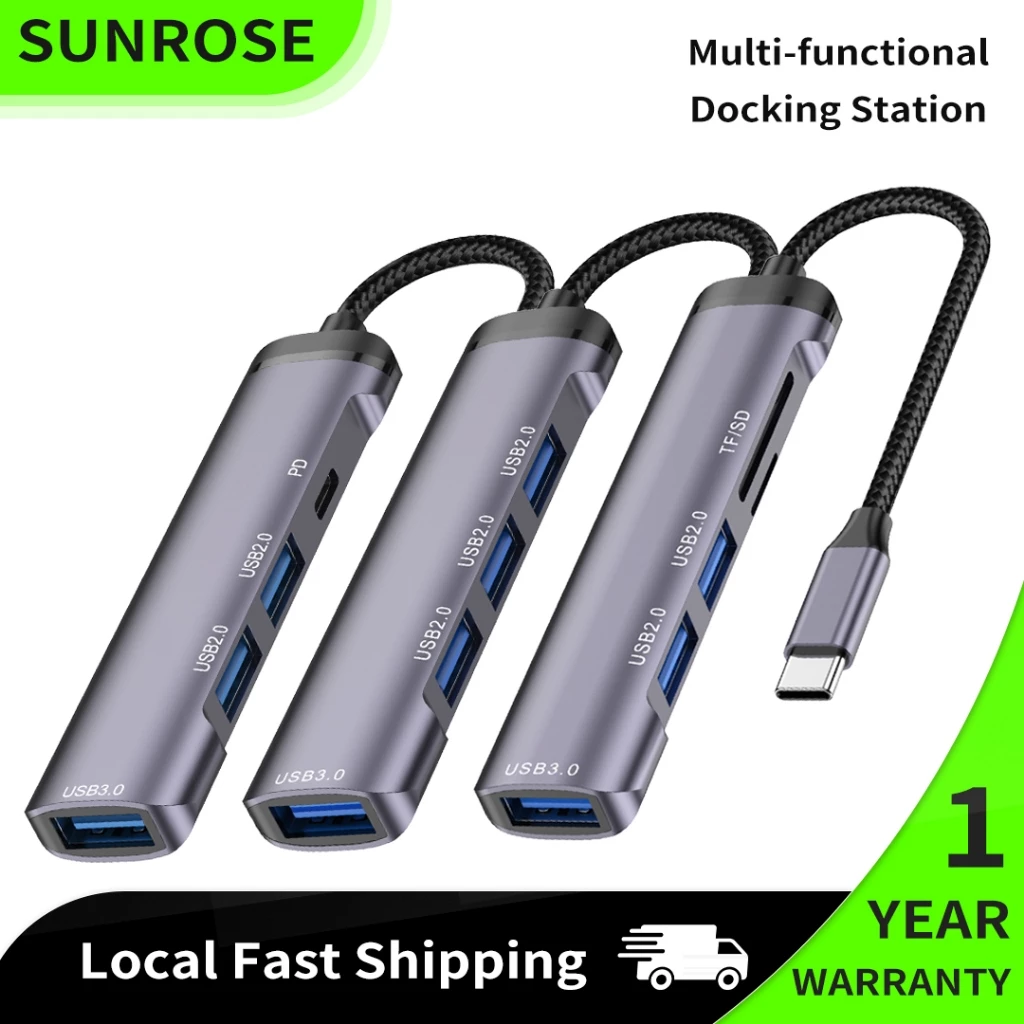 SUNROSE Hub USB-C 4 Cổng 5Gbps, Bộ Chuyển Đổi Type-C Hỗ Trợ Sạc Nhanh PD 100W, Vỏ Nhôm Plug & Play Cho Laptop Điện Thoại MacBook