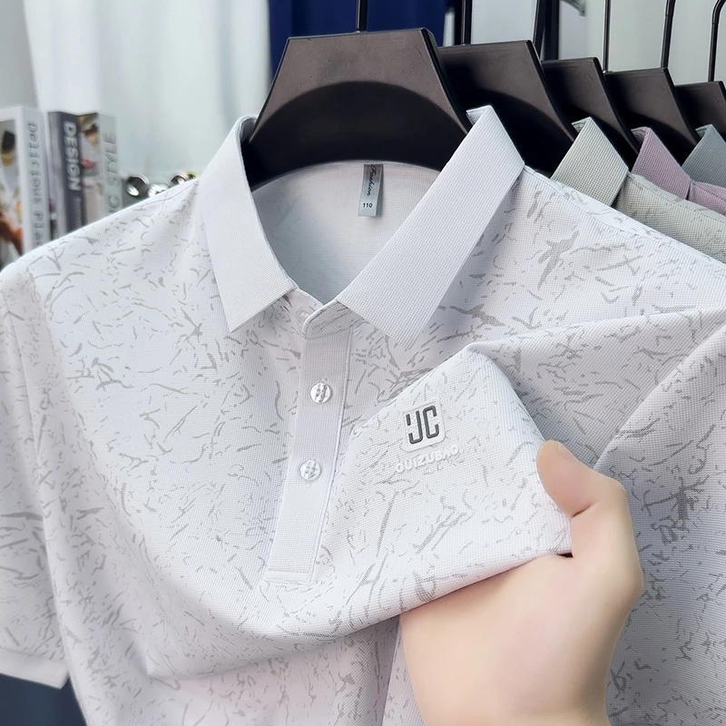 Nam Họa Tiết Mịn Mượt Băng Lụa Thư Giãn Áo Polo Áo Thun Nữ Tay Ngắn Nhanh Hơi Thở Vòng RollarCogo Thêu Cao Cấp Thường Ngày Công Sở Quần Áo Golf