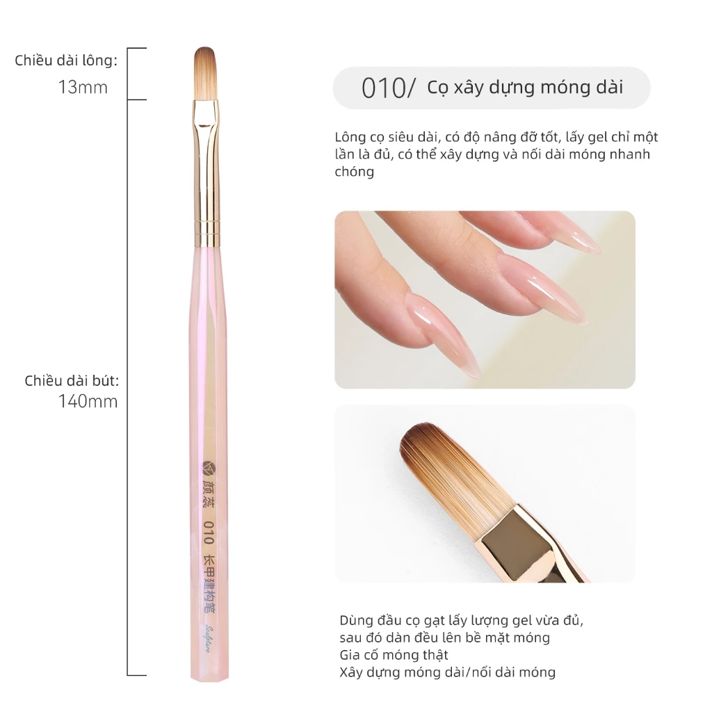 YouthRose 010 Cọ Đắp Gel Chuyên Nghiệp | Builder Gel, Poly Gel Brush | Tạo Form Móng Dài Chuẩn Salon