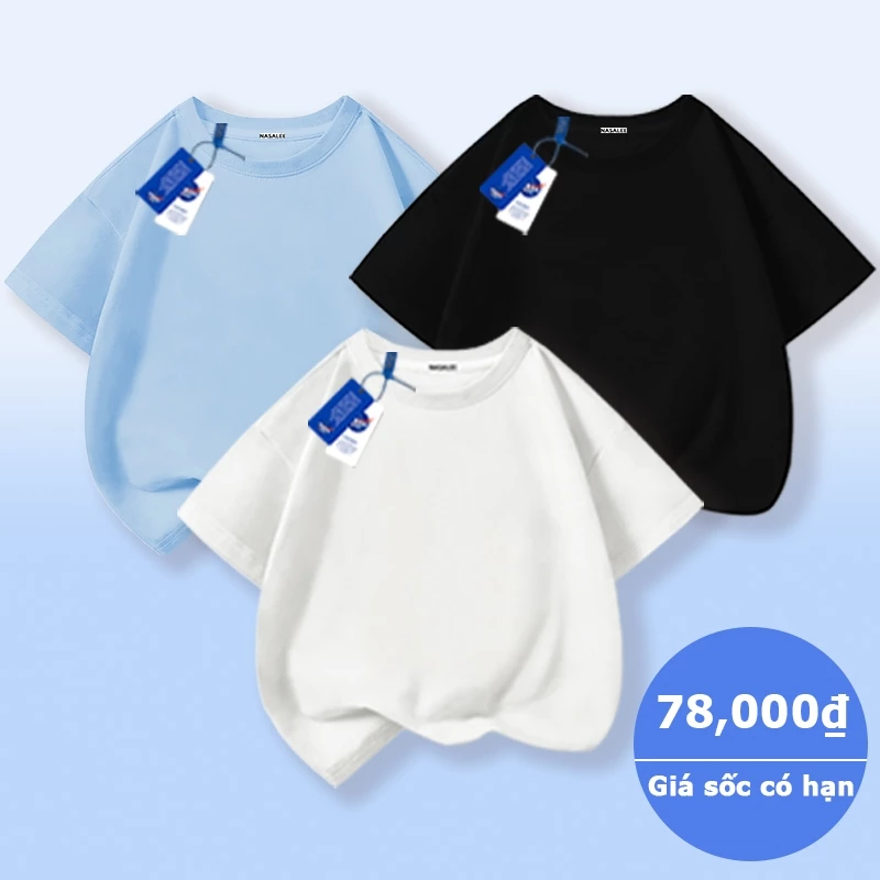 [Giao hàng trong ngày] Áo thun ngắn tay màu trắng cho trẻ em Cotton thoáng khí thoải mái Quần áo bé trai bé gái thời trang nửa-