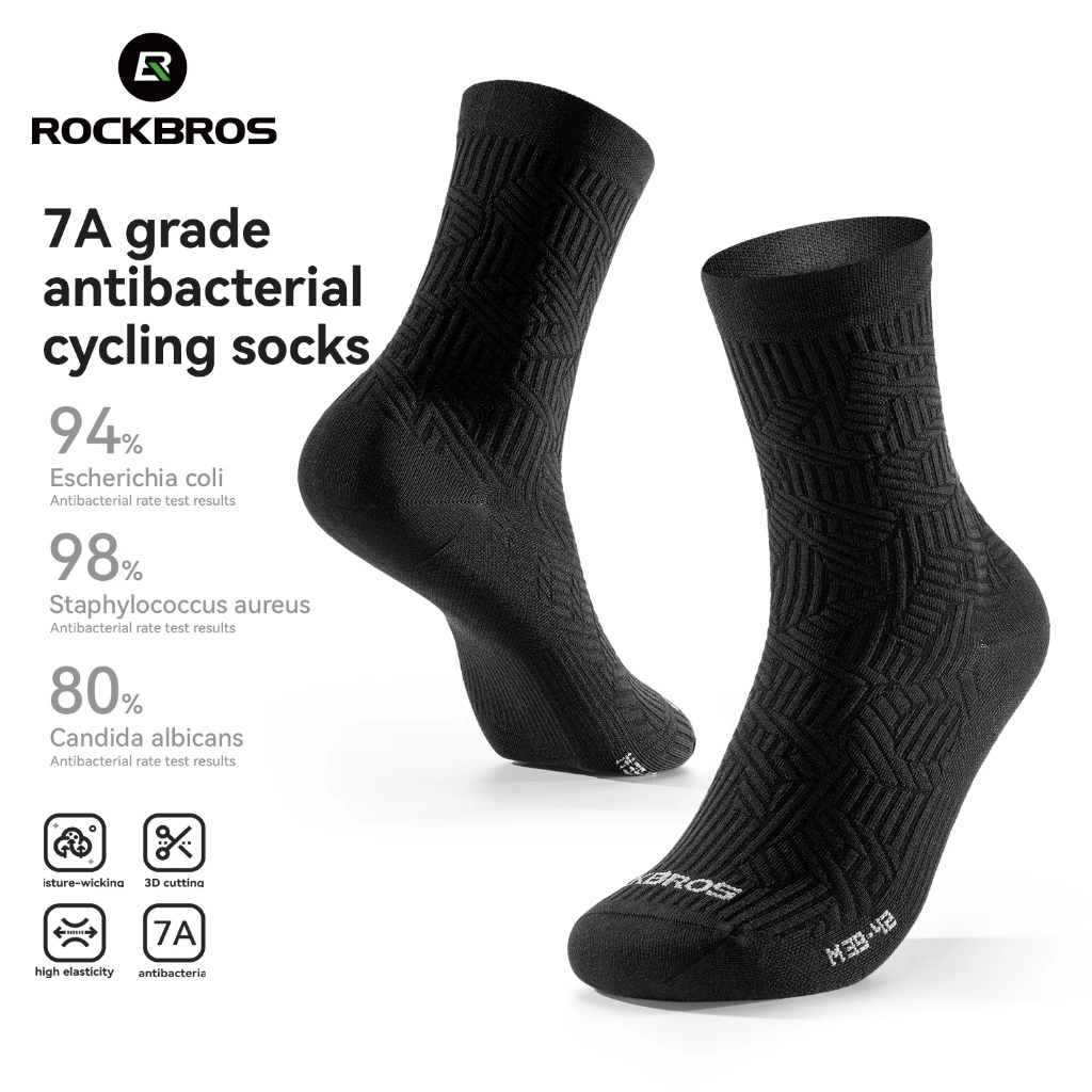 ROCKBROS 7A Nén Kháng Khuẩn Tất Đi Xe Đạp Chiều Dài Giữa Thoáng Khí Chống Sốc Thể Thao Tất Unisex Cho Xe Đạp Chạy Bộ Phòng Tập Gym