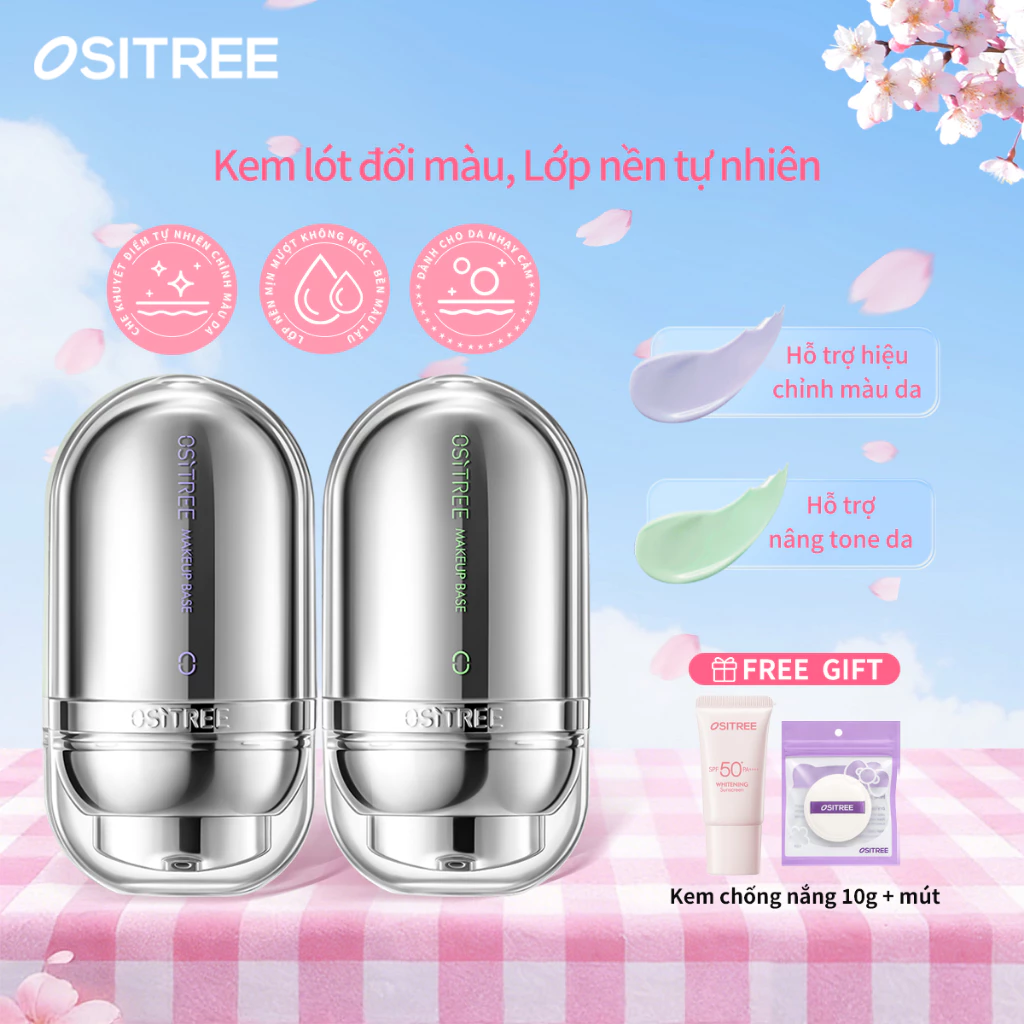 [Ositree x Diệp Lê] Ositree Kem lót đặc chế, che khuyết điểm, kiềm dầu, bảo vệ da 2.0 32g * 2