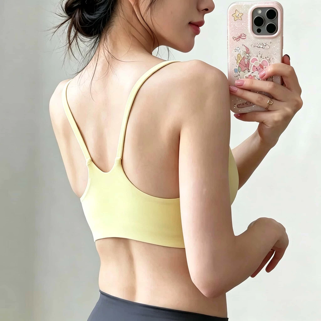 [L.circle] Dây đeo Spaghetti Miếng đệm ngực có thể tháo rời Áo ngực thể thao treo cổ chữ U Áo ngực tập hợp
