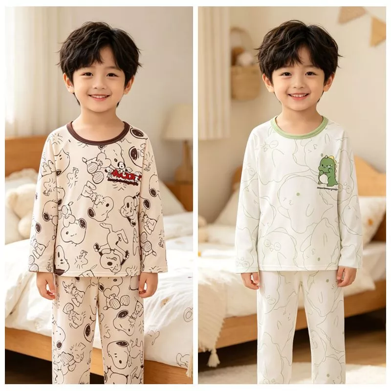 Giá cả phải chăng Đồ ngủ trẻ em Quần áo ngủ dài tay bé trai hoặc bé gái Shin-Chan Váy ngủ thư giãn cho trẻ em từ 5 - 6 tuổi