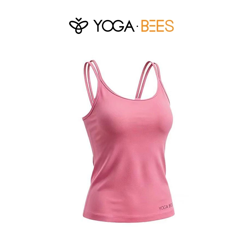 YOGA BEES Dây đeo mỏng đôi tối giản có đệm cổ chữ U Áo thể thao co giãn nhẹ & Áo hai dây không tay hàng ngày