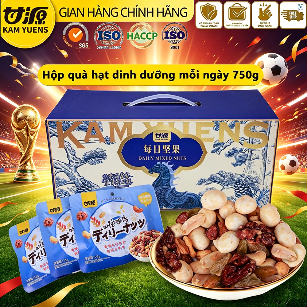 Ganyuan 30 gói Quả óc chó, hạt điều, đậu phộng, nho khô và các loại hạt khác trong hộp quà Tết nhỏ Nut snacks Small Pack