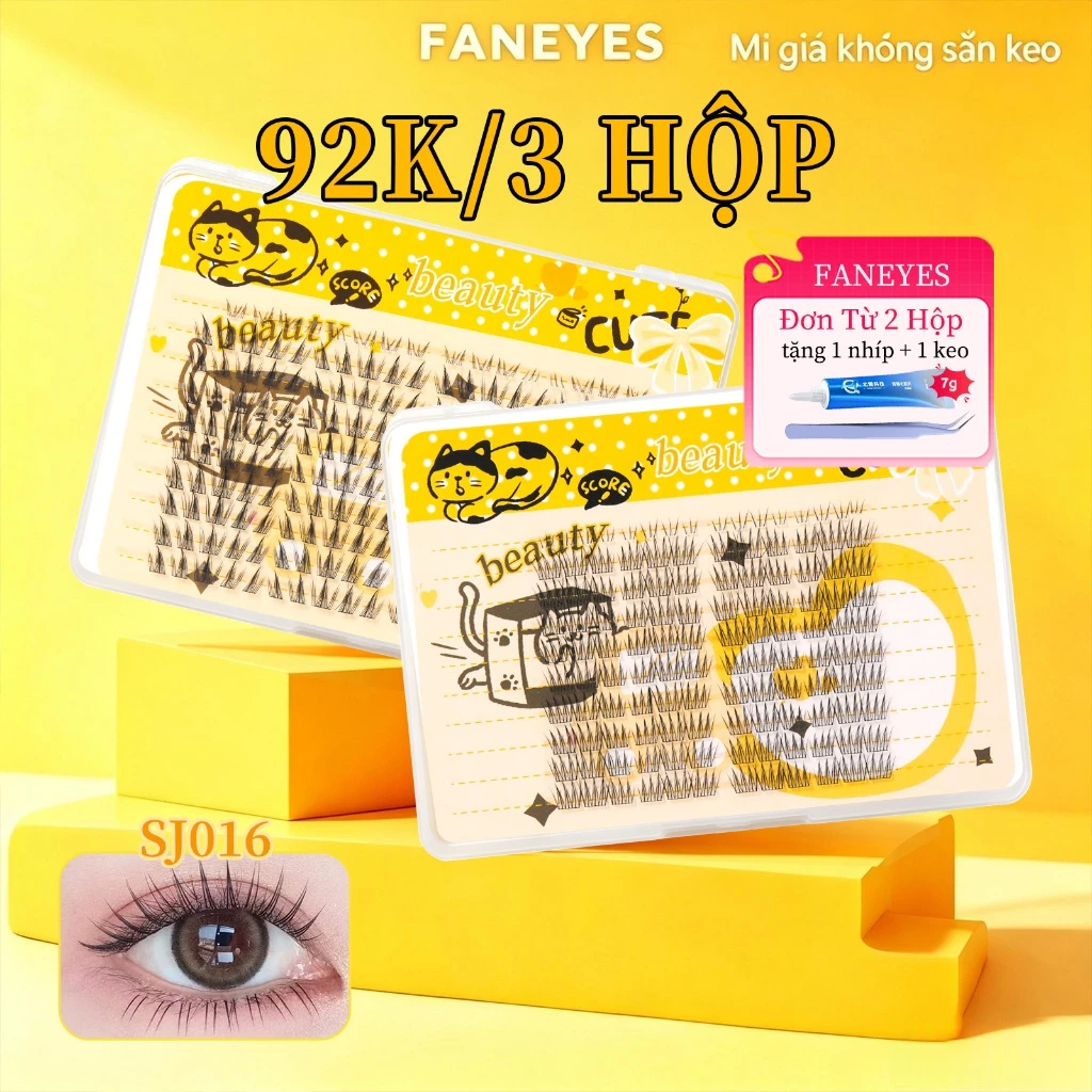 【92K/3hộp】Mi giả không sẵn keo Mi giả đơn cụm dung tích siêu lớn siêu nhẹ nhàng mềm mại hơn có cảm giác lông tự nhiên trông 3D đầy đặn dễ dàng sử dụng