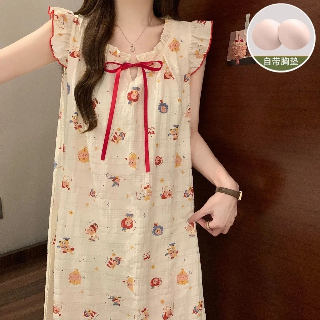 Phim hoạt hình ngôi sao người áo ngủ dành cho phụ nữ có đệm ngực nhỏ tay bay rộng lắp quần áo nhà