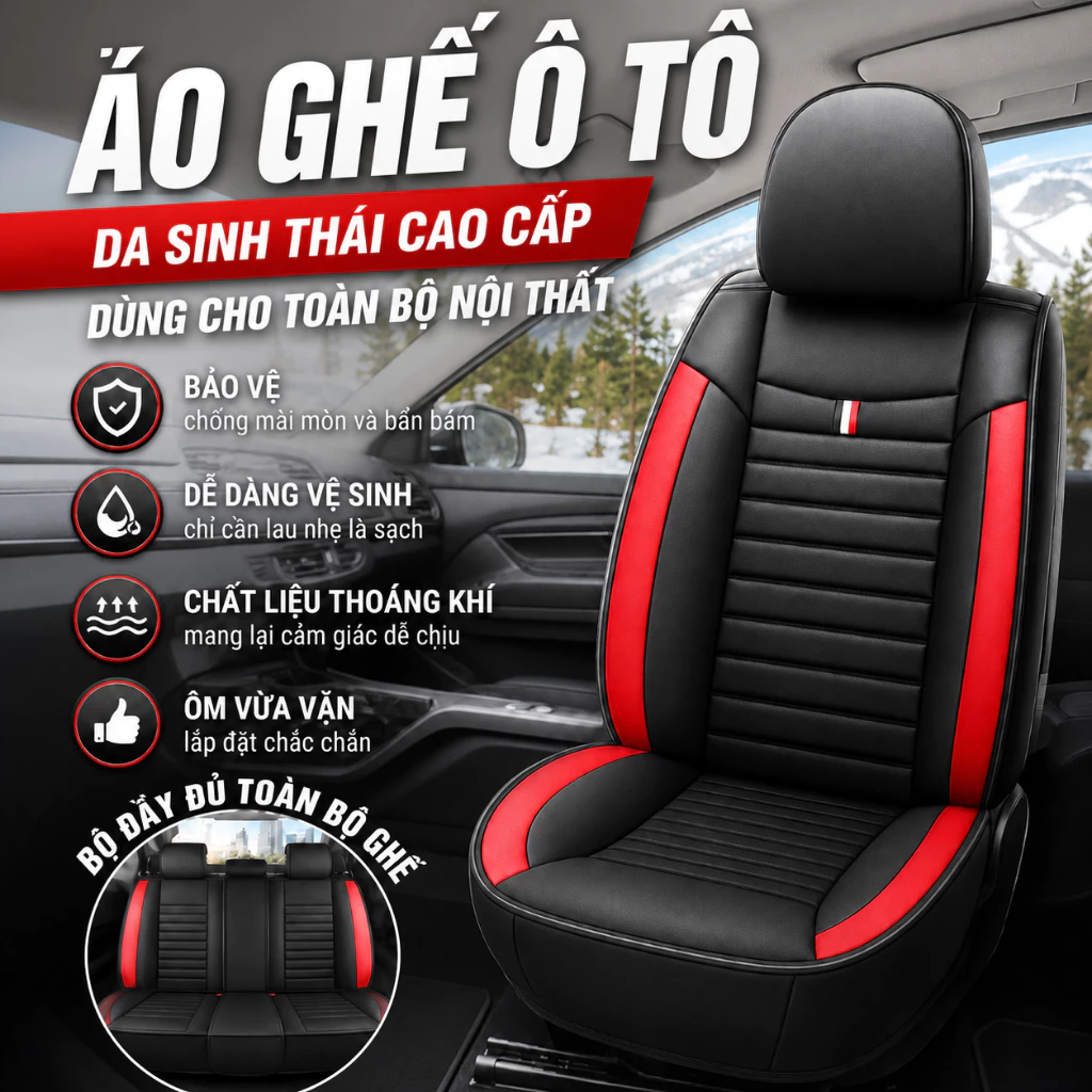 〖Hàng có sẵn〗Đệm Ngồi Ô Tô Da Cao Cấp - Bọc Ghế Da Xe Hơi Êm Ái, Bảo Vệ Ghế Zin, Chống Trơn Trượt, Dễ Vệ Sinh, Phụ Kiện Nội Thất Xe Hơi Bán Chạy Vios G4 City Montero Accent, v.v.