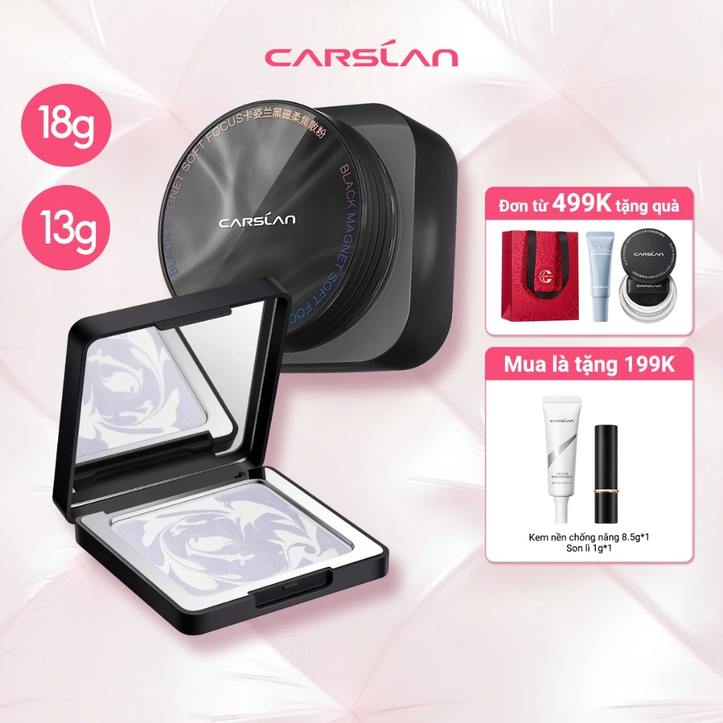 【Dung tích lớn】Phấn nén & Phấn phủ Black Magnet Carslan Kiềm dầu cố định lớp nền 24H 13g &18g