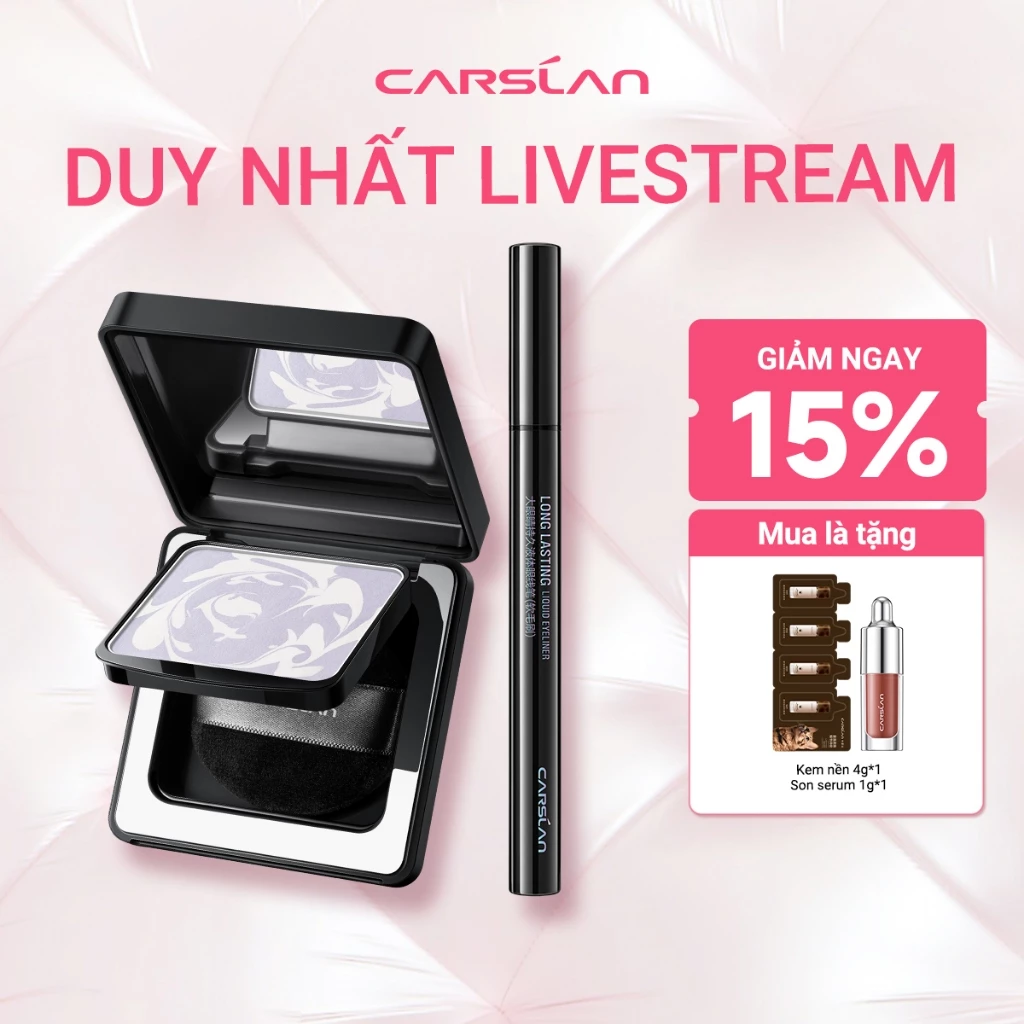 【DUY NHẤT LIVESTREAM】 【Combo】Phấn phủ Black Magnet Carslan 8g + Bút Kẻ Mắt Nước Siêu Sắc Mảnh Carslan