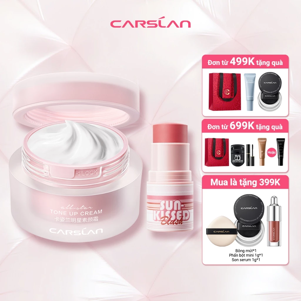 【Combo】 Kem nâng tông All Stars Carslan 50g + Kem má hồng trang điểm Sun-kissed 6g