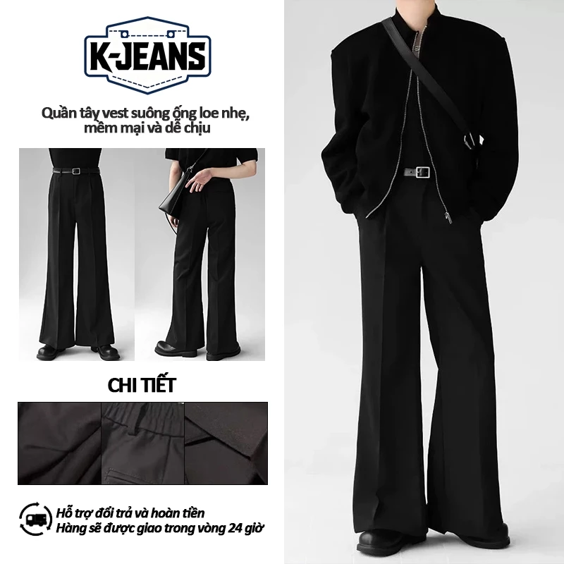 Quần vest micro-pull màu đen | Rèm thẳng rộng | Cùng phong cách cho nam và nữ | Vải mềm mại và thoải mái | Bao da thịt và mỏng | Phong cách đường phố Hàn Quốc | M-3XL cỡ lớn