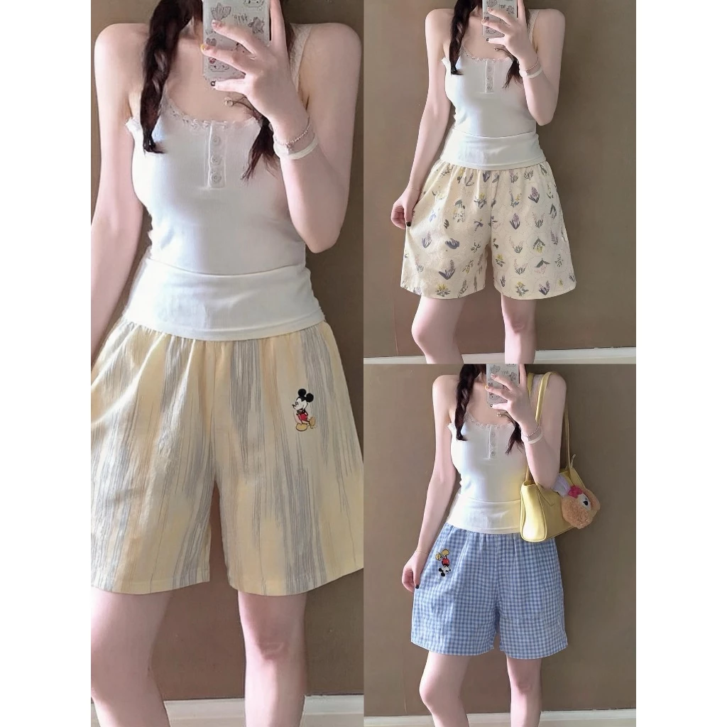 【100% cotton】Quần đùi ngủ nữ dành cho mùa hè, dáng thoải mái, cạp thun - giao hàng trong ngày.