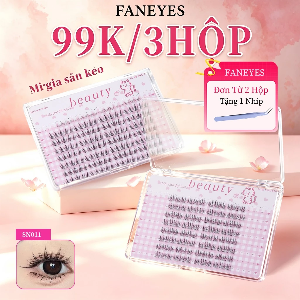 【99K/3hộp】Mi giả sẵn keo Mi giả dung tích lớn tự nhiên vô hình nhiều kiểu dáng có dải keo sẵn với độ dính tốt tạo hiệu ứng trang điểm giả tự nhiên cần thiết cho trang điểm hoàn hảo phù hợp cho đi làm hàng ngày