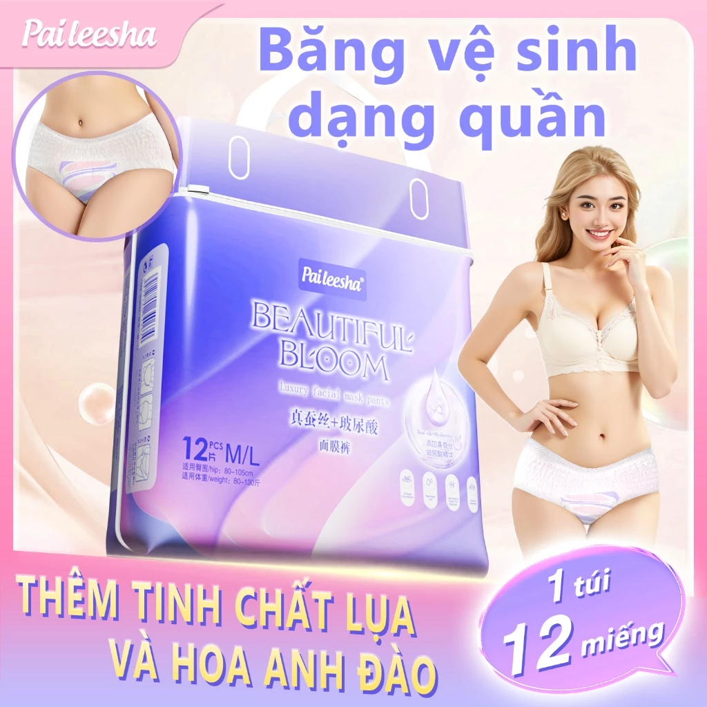 Băng Vệ Sinh Quần Paileesha 12 Miếng Quần Vô Hình – Siêu Mềm Mại, Thấm Hút Tốt M/L-XL/XXL-3XL/4XL