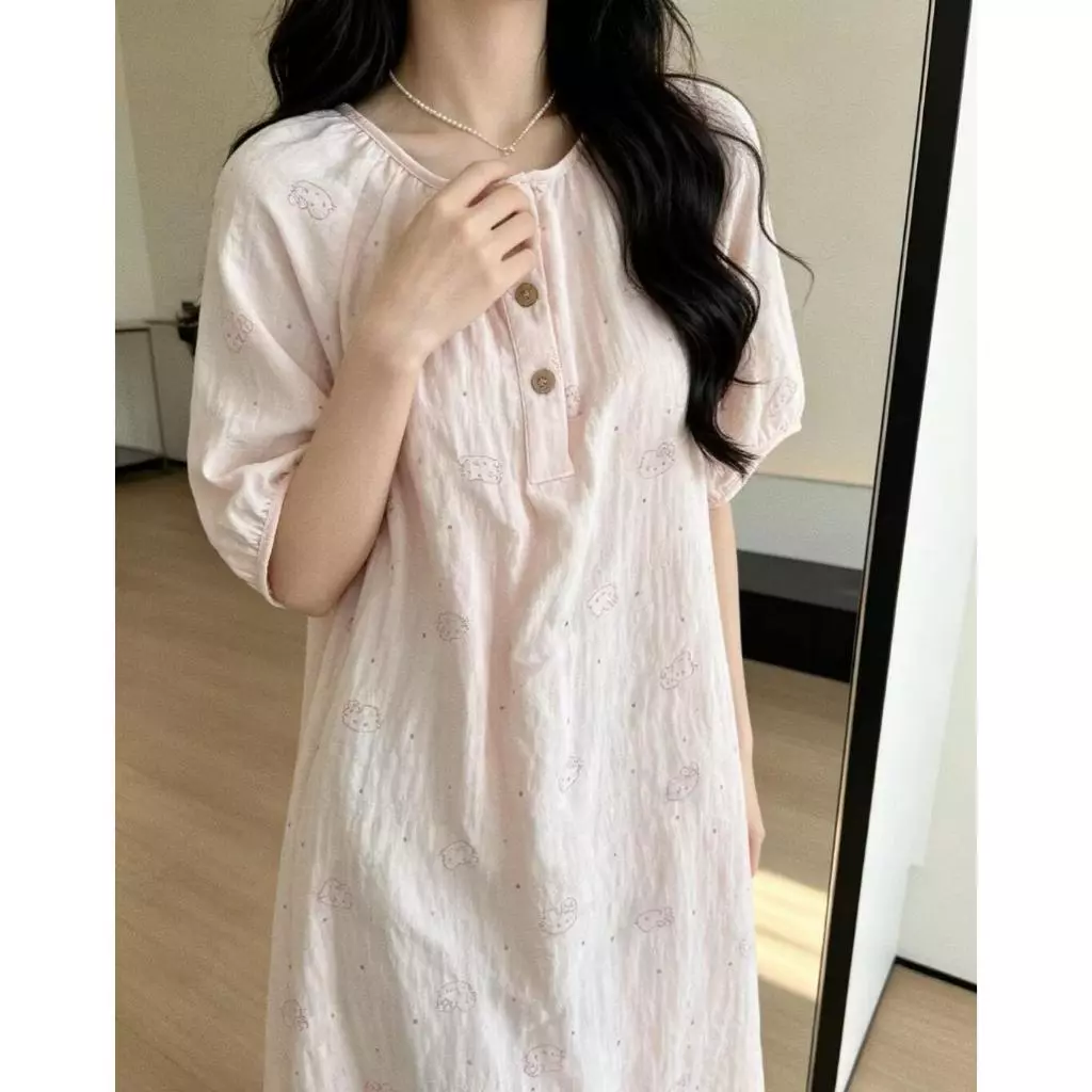Váy ngủ mùa hè cotton bông - Chất vải mềm mại, thoáng mát, thân thiện với da - Dáng dài - Phong cách Hàn Quốc dịu dàng, mới nhất - Đồ ngủ tại nhà xinh xắn - Mẫu hot bán chạy - Free ship ✅ Giao hàng trong ngày