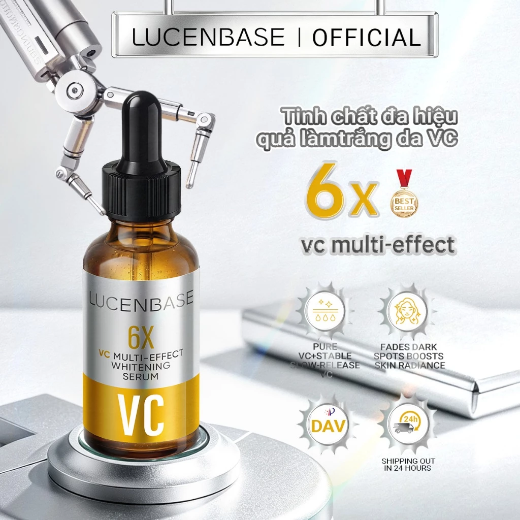 LUCENBASE 6X VC Multi-Effect White Serum 30ml - Tinh chất mặt Vitamin C + Niacinamide để làm sáng da, làm mờ vết thâm & chống oxy hóa