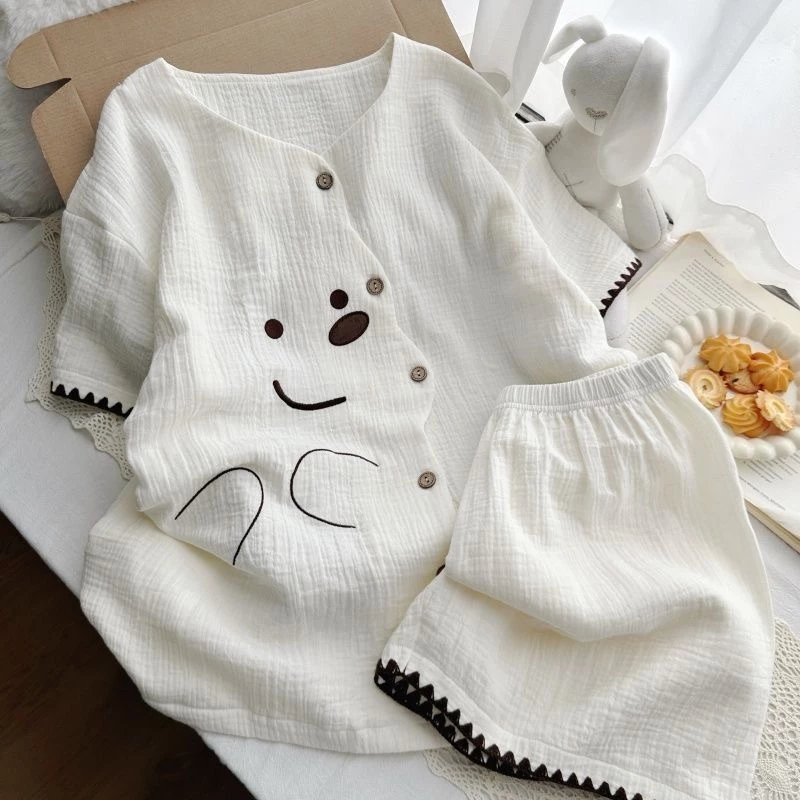 Bộ đồ ngủ gấu bông hoạt hình dễ thương dành cho nữ Áo cardigan thông thường mặc ở nhà