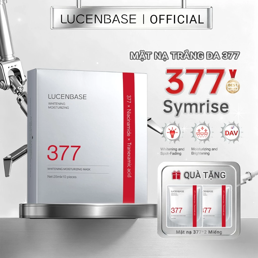 [KOL Exclusive]Mặt nạ dưỡng ẩm và làm trắng da LUCENBASE 377 | Symrise 377 + Niacinamide | Brightening & Spot Correction (MIỄN PHÍ 2 chiếc Mặt nạ)