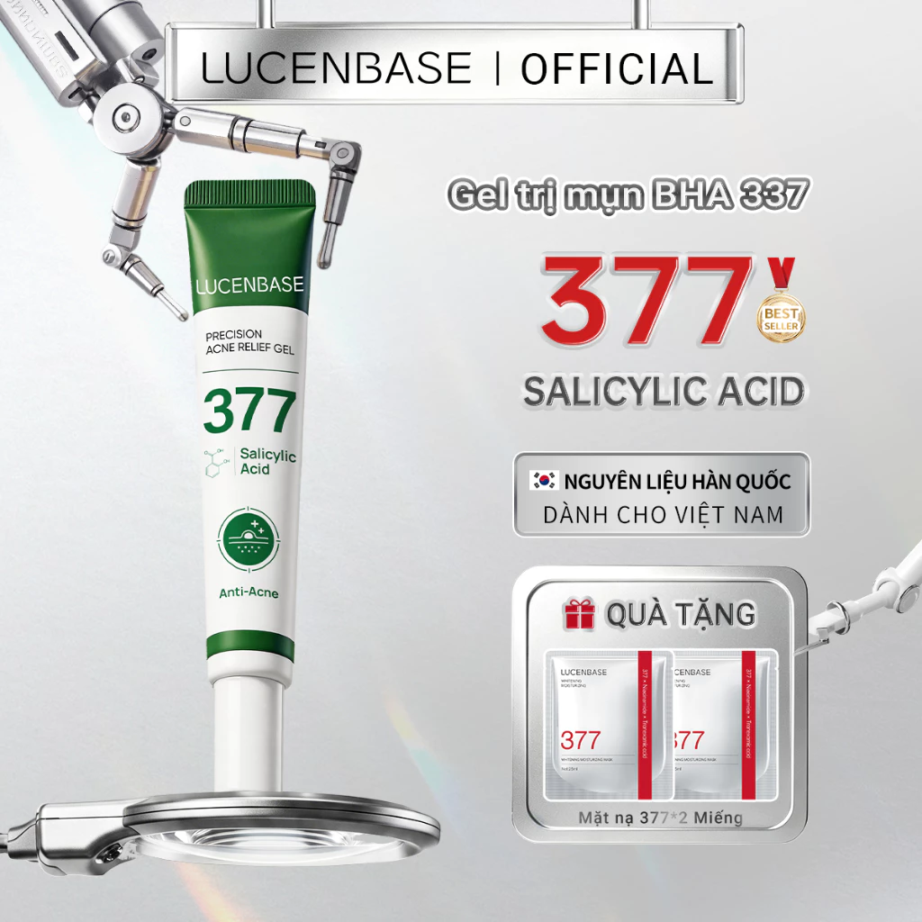 LUCENBASE Gel Chăm Sóc Da Mụn 377 & Salicylic Acid 20g - Hỗ Trợ Giảm Mụn, Mờ Thâm & Làm Dịu Da
