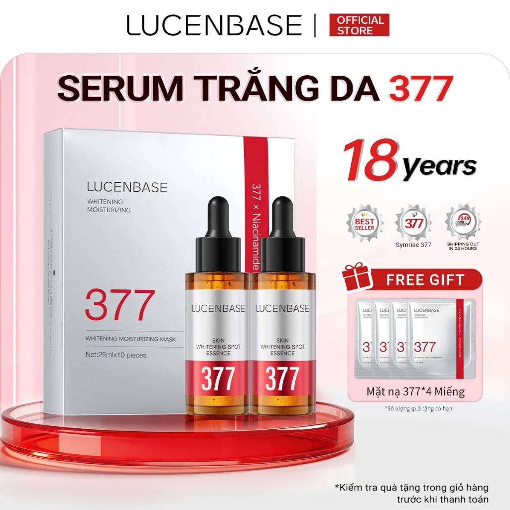 [Mua 2 tặng 4] Tinh chất làm trắng da LUCENBASE 377 Serum làm sáng da cường độ cao, Điểm tối mờ & Tông màu da buổi tối - 30ml