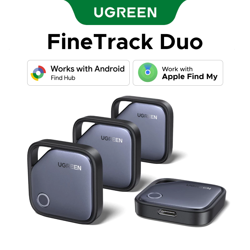 UGREEN FineTrack Duo 2 in1 Thẻ thông minh Định vị thông minh Bộ định vị tìm kiếm theo dõi chống thất lạc Tương thích với iOS / Android cho iPhone 18 Pro Max / 17 / 16 / iPad / Mac