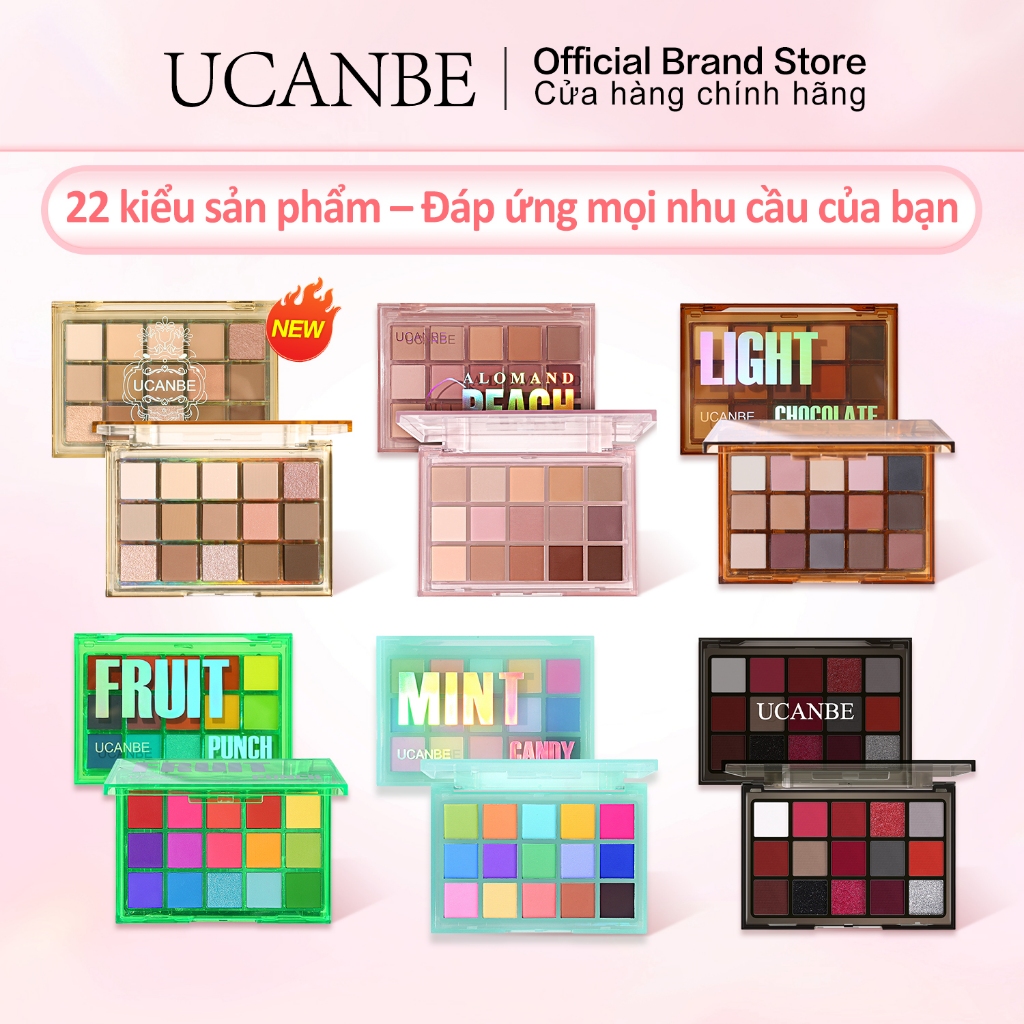 Bảng Phấn Mắt UCANBE 15 Màu - Matte, Shimmer, Long Lanh - Hồng, Tím, Đỏ, Xanh…
