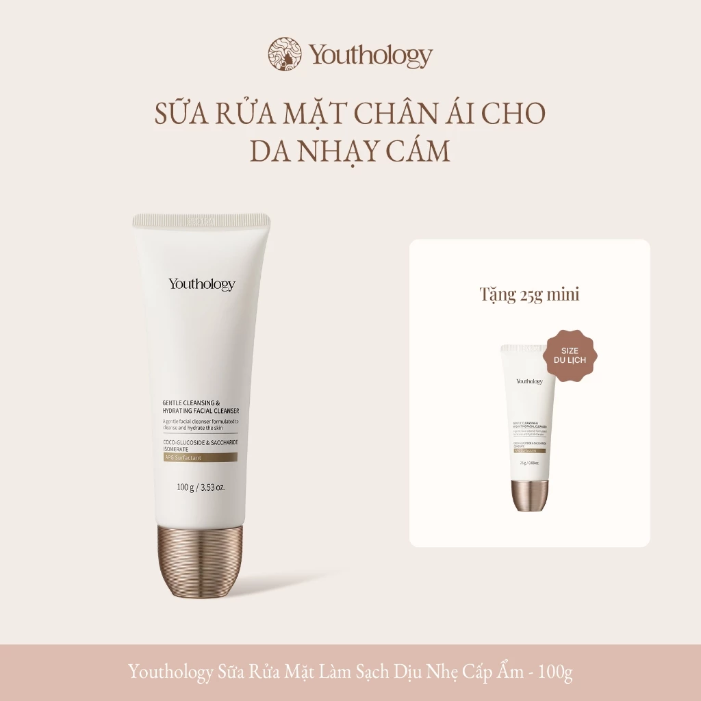Youthology Sữa Rửa Mặt APG Không Bọt 100g Làm Sạch Dịu Nhẹ Cấp Ẩm Không Khô Căng Cho Da Nhạy Cảm