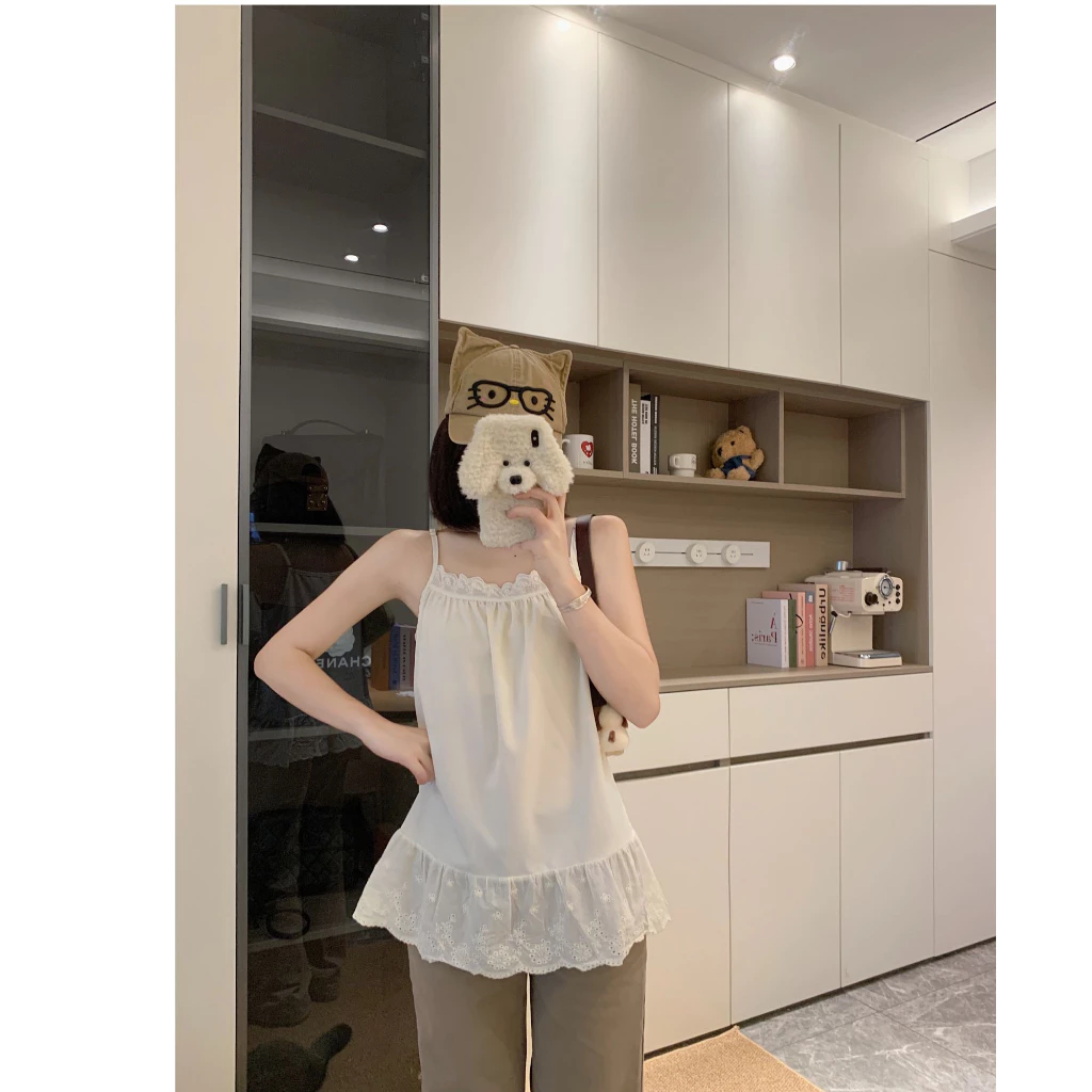 [Seeyou studio] Áo hai dây bên trong ren đa năng, Áo ren không tay gợi cảm phong cách công chúa1126