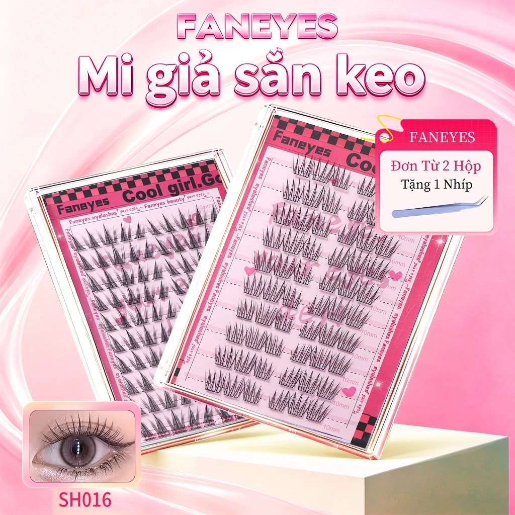 Mi giả sẵn keo  Tự dính, kiểu đơn cụm không khí bền vững chắc chắn, dành cho người tay vụng dễ dùng cho đi làm hàng ngày với trang điểm giả tự nhiên