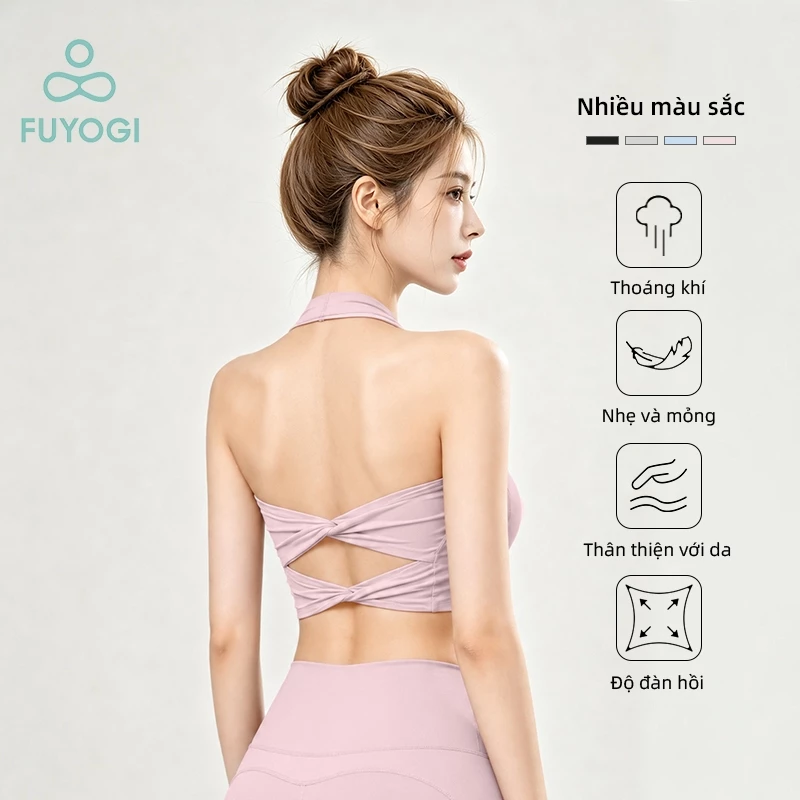 FUYOGI Dây Thể Thao Top Chạy Bộ Thể Dục Yoga Pilates Định Hình Lưng Áo Ngực Tích Hợp Nhẹ Thoáng Khí