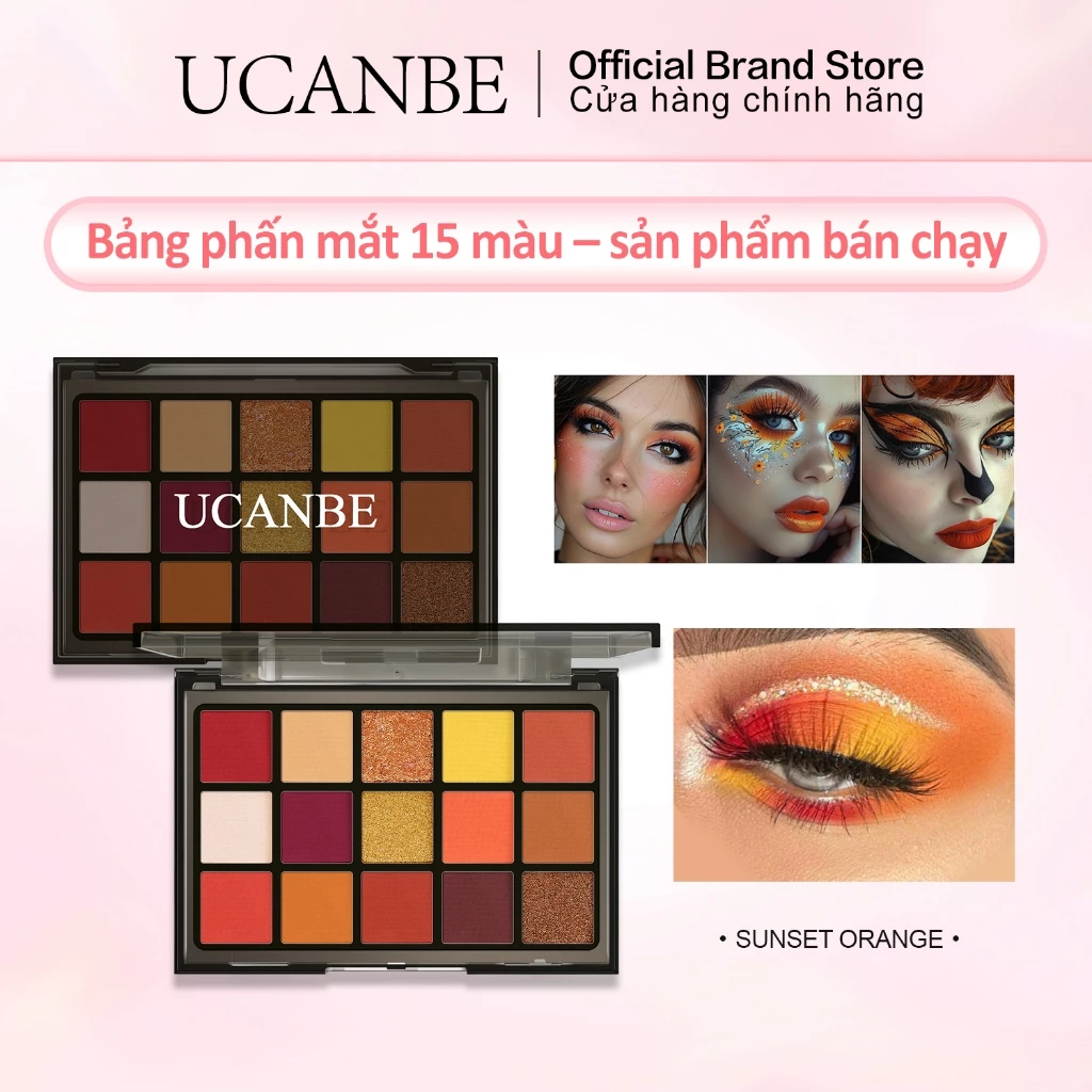 UCANBE Đầy Màu Sắc 15 Sắc Màu Phấn Mắt Bảng Trang Điểm, Cam Đỏ Shimmer Matte Kim Loại Sắc Tố Cao Trung Tính Đậm Chống Thấm Nước Mắt Kem Pha Trộn Halloween Trang Điểm Pallet Se