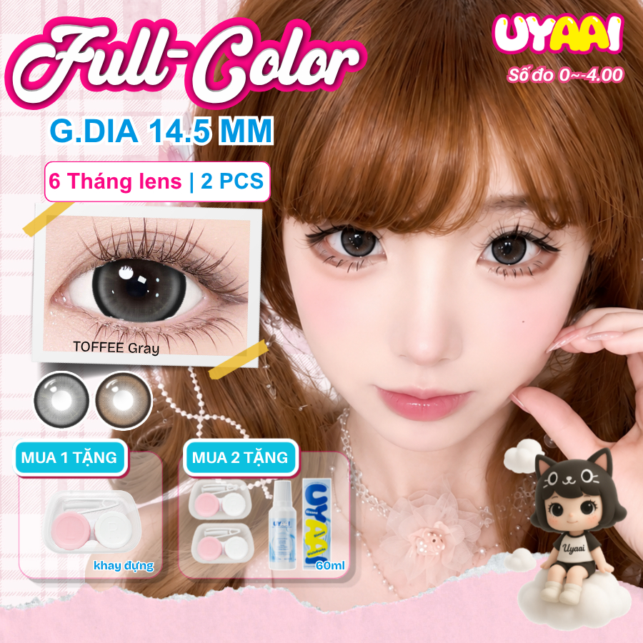Kính Áp tròng UYAAI Max G.dia 14,5mm, TOFFEE Gray / Brown, Sử dụng 6 tháng…