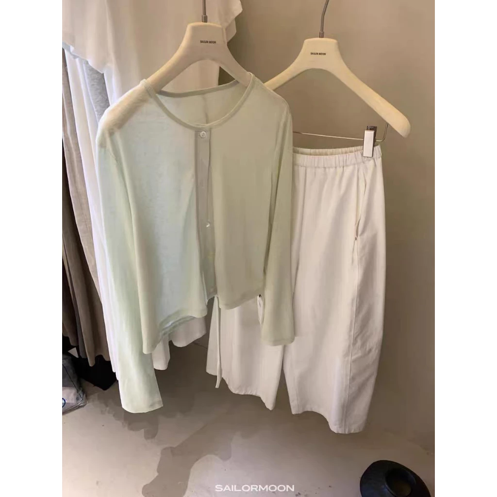 [Seeyou studio] Áo Cardigan crop Hàn Quốc mùa xuân mới, Áo khoác thiết kế nhẹ giản dị đa năng thời trang dành cho nữ6294