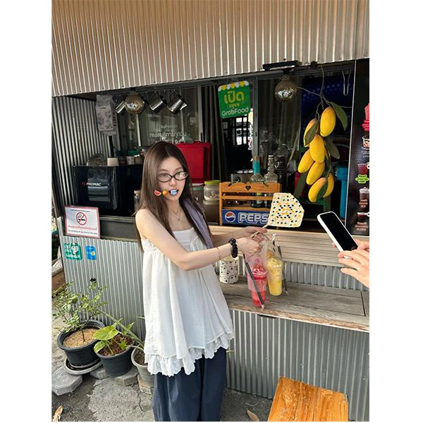 [Seeyou studio] 2026 Áo hai dây màu trơn phong cách thư giãn mới, thời trang đa năng Thiết kế độc đáo không tay Top2713