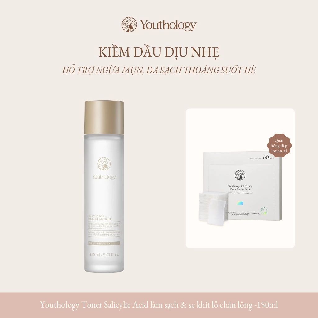 Youthology Salicylic Acid Toner 150ml 2% BHA Cho Da Dầu Mụn Kiềm Dầu Làm Sạch Lỗ Chân Lông Hỗ Trợ Ngừa Mụn