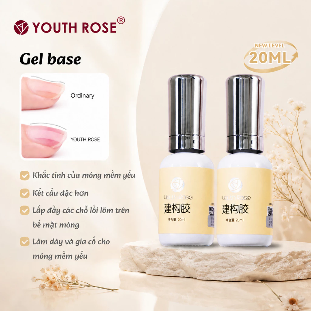 YouthRose 2 Chai Builder Gel 20ml Keo Xây Dựng Móng, Gel Đắp Móng Cứng, Tạo Form Nail Chuyên Nghiệp