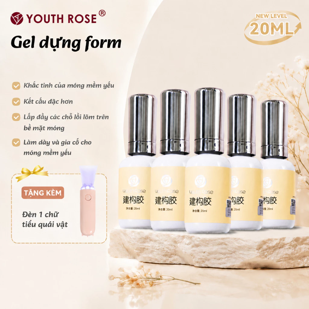YouthRose 5 Chai Keo Xây Dựng 20ml Gel Đắp Móng Tạo Form Cứng Móng Chuyên Nghiệp