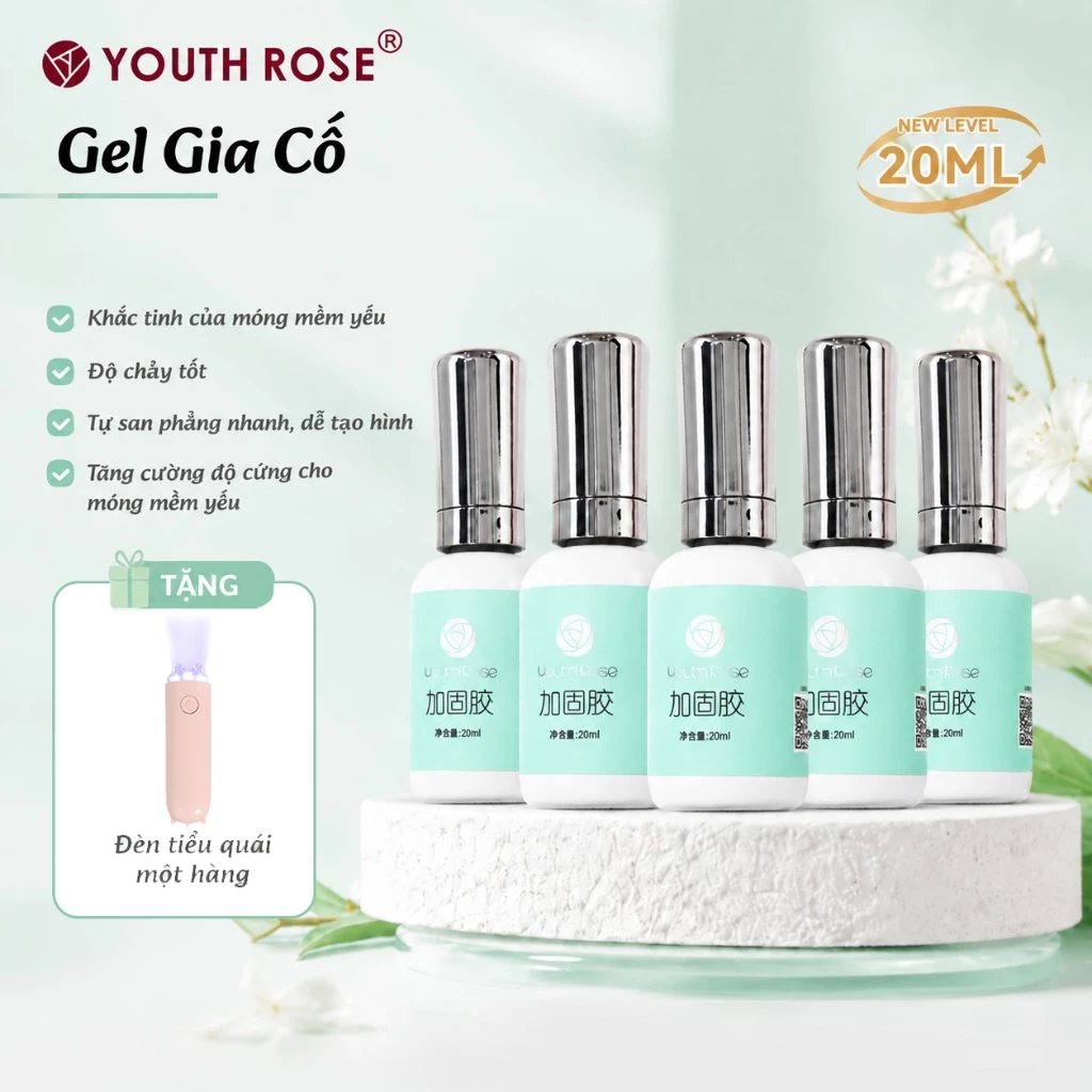 YouthRose Keo Gia Cố 20ml 5 Chai Builder Gel Cứng Móng Chuyên Nghiệp, Giúp Móng Khỏe Bền Đẹp
