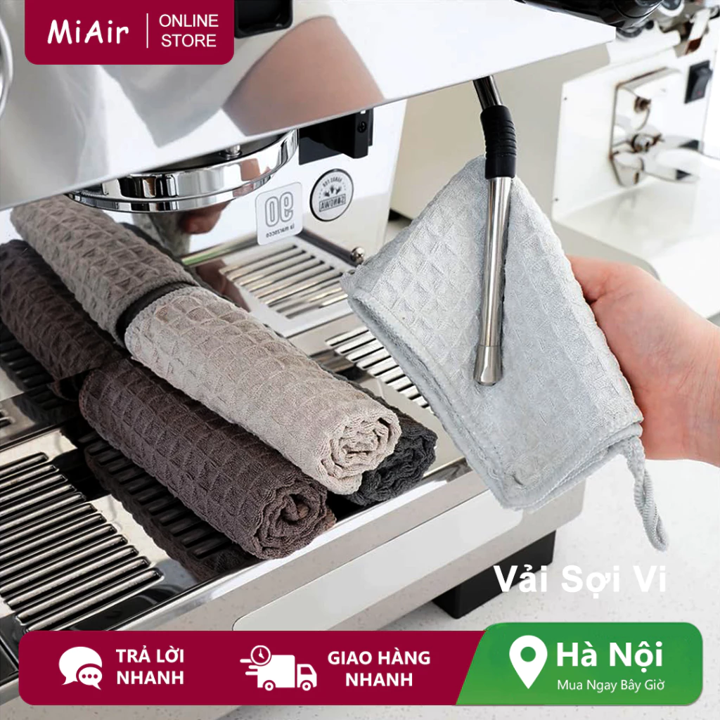 Vải sợi nhỏ Miair Barista, Khăn lau thấm mềm chuyên nghiệp cho máy pha cà phê, đũa phép hơi nước & mặt bàn Phụ kiện thanh cà phê thiết yếu