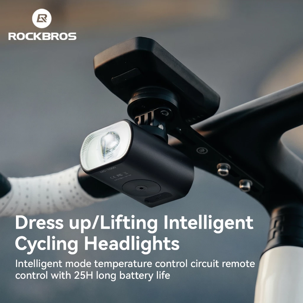 【Giao hàng 3 ngày】Đèn LED Xe Đạp ROCKBROS Cảm Biến Thông Minh 1000LM Chống Chói Siêu Sáng IPX6 Sạc Type-C Cho Đêm Đường Bộ MTB