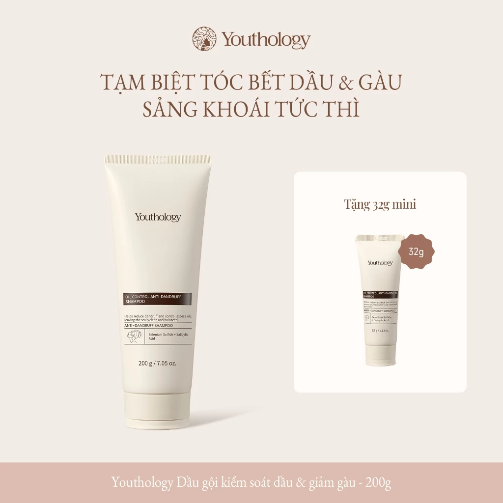 Youthology Refreshing Dầu Gội Trị Gàu 200g Selenium Disulfide Giảm Gàu, Kiểm Soát Dầu Da Đầu, Hương Thơm Lâu Trôi
