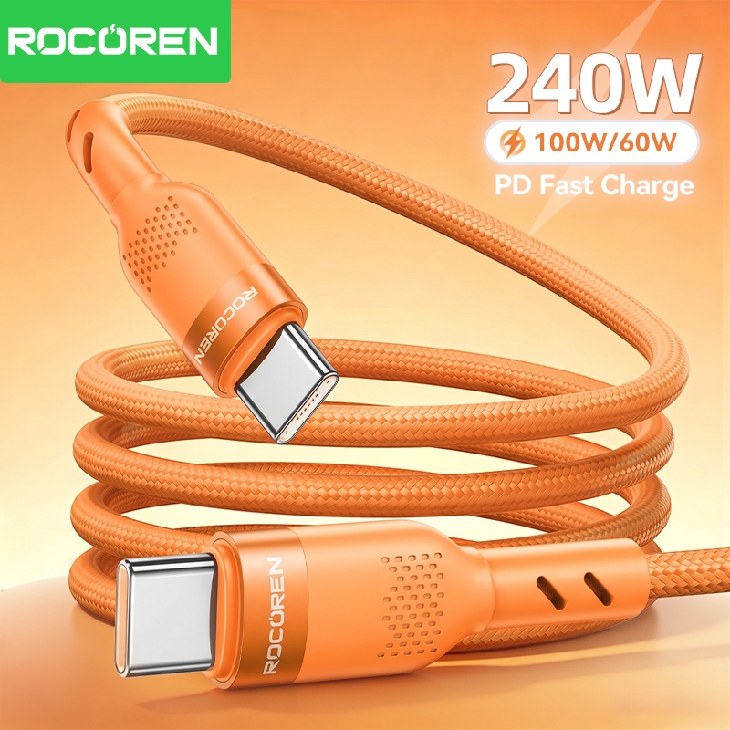 Cáp sạc nhanh Rocoren USB Type C sang USB C PD 240W 100W cho iPhone 18 17 Pro…