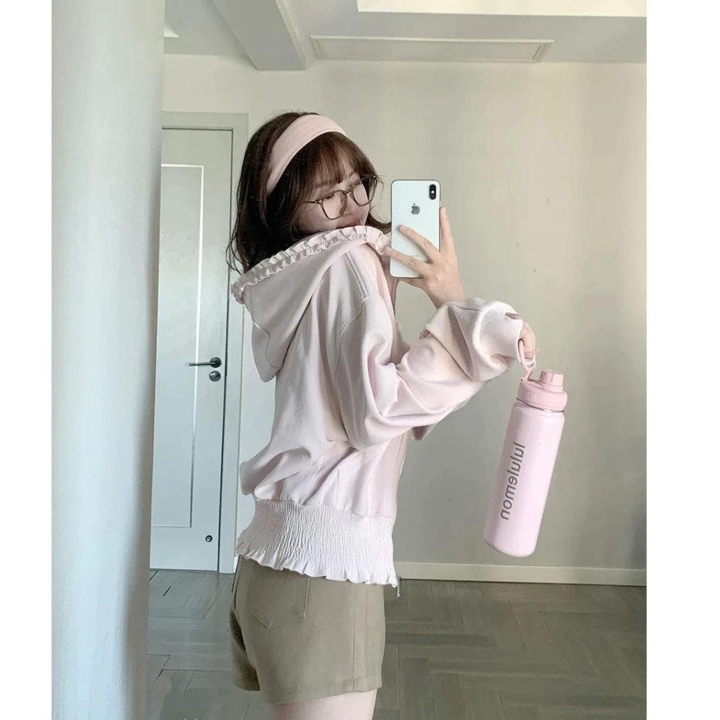 [Seeyou studio] Áo khoác nỉ dáng rộng nhẹ có mũ trùm đầu đa năng thời trang dành cho nữ1326