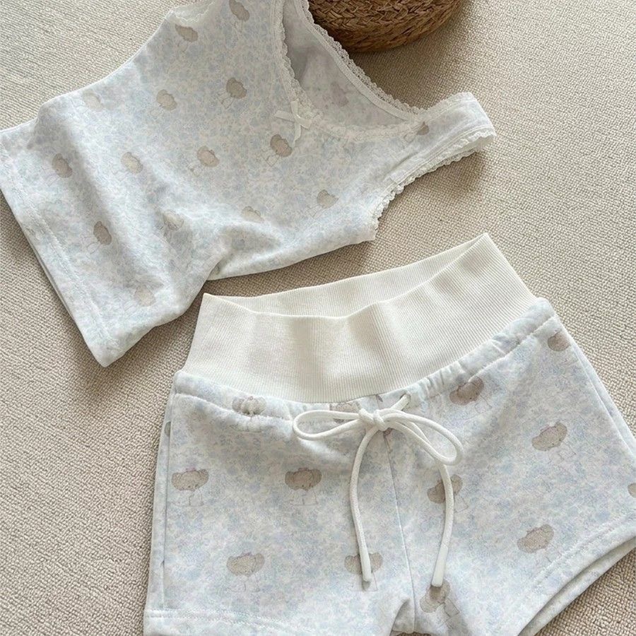 Bộ đồ ngủ in hình con voi dễ thương dành cho nữ Bộ đồ mặc nhà thông thường thân thiện với da