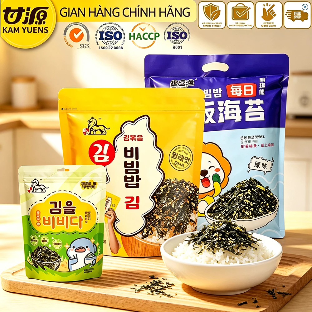 Ganyuan 50g+128g+250g Nhiều Hương Vị Hỗn Hợp 3 Gói Bibimbap Rong Biển Mè Rong Biển Nghiền nát Thực Phẩm Bổ Sung Cho Trẻ Em Thực Phẩm Tốt Cho Sức Khỏe