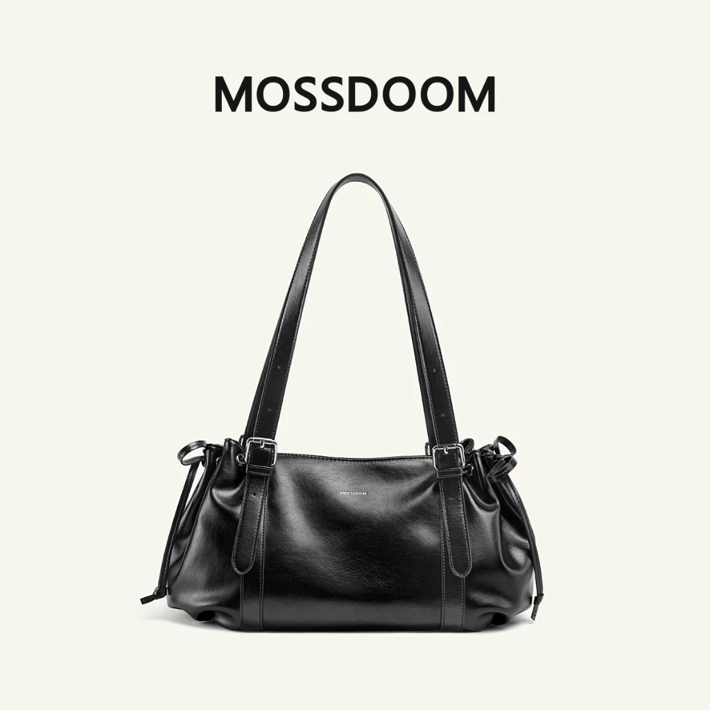 MOSSDOOM Lyva Bag Túi đeo vai dây rút dành cho nữ, chất liệu da mềm mại
