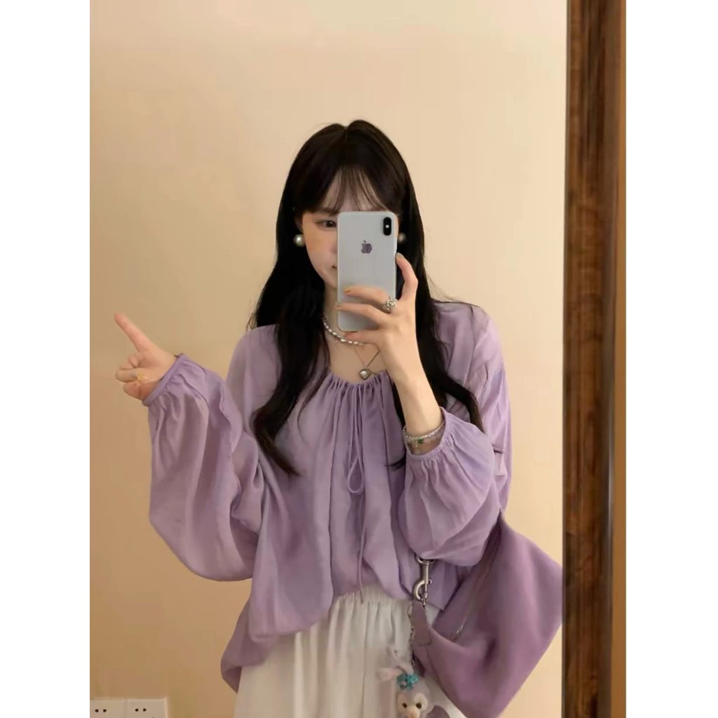 Viviapparel Áo sơ mi cà vạt phía trước dáng rộng, tâng bốc hình mùa hè mới — áo sơ mi đa năng, giản dị hàng ngày dành cho nữ.#YZS40